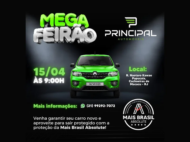 Principal Automóveis realiza seu 1º Mega Feirão de automóveis novos, semi-novos e usados, com vantagens imperdíveis.