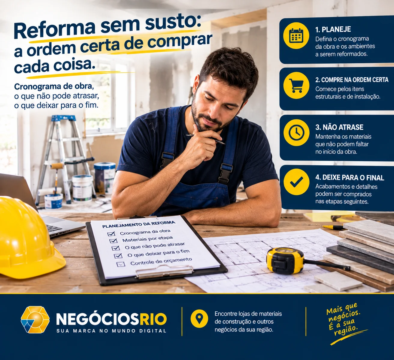 Reforma sem susto: a ordem certa de comprar cada coisa